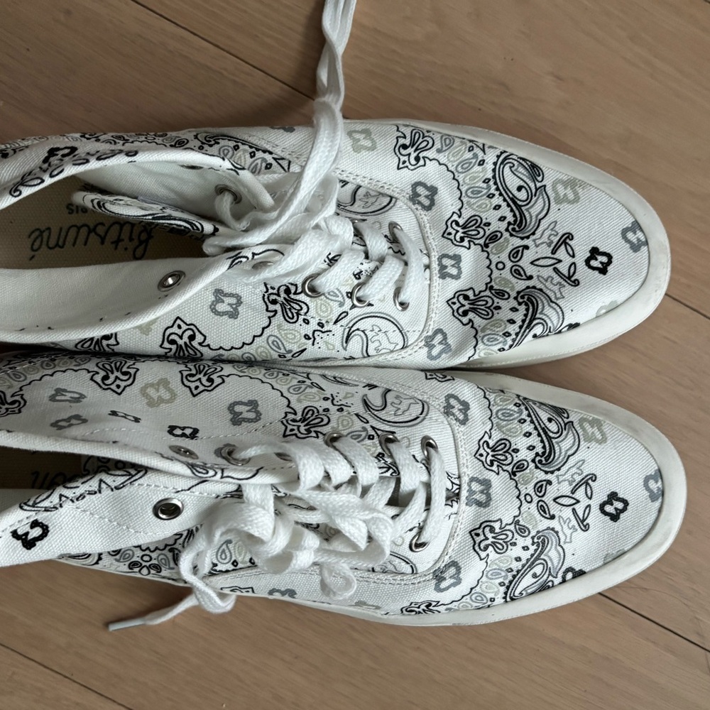 MAISON KITSUNE White and Black Patterned Sneakers